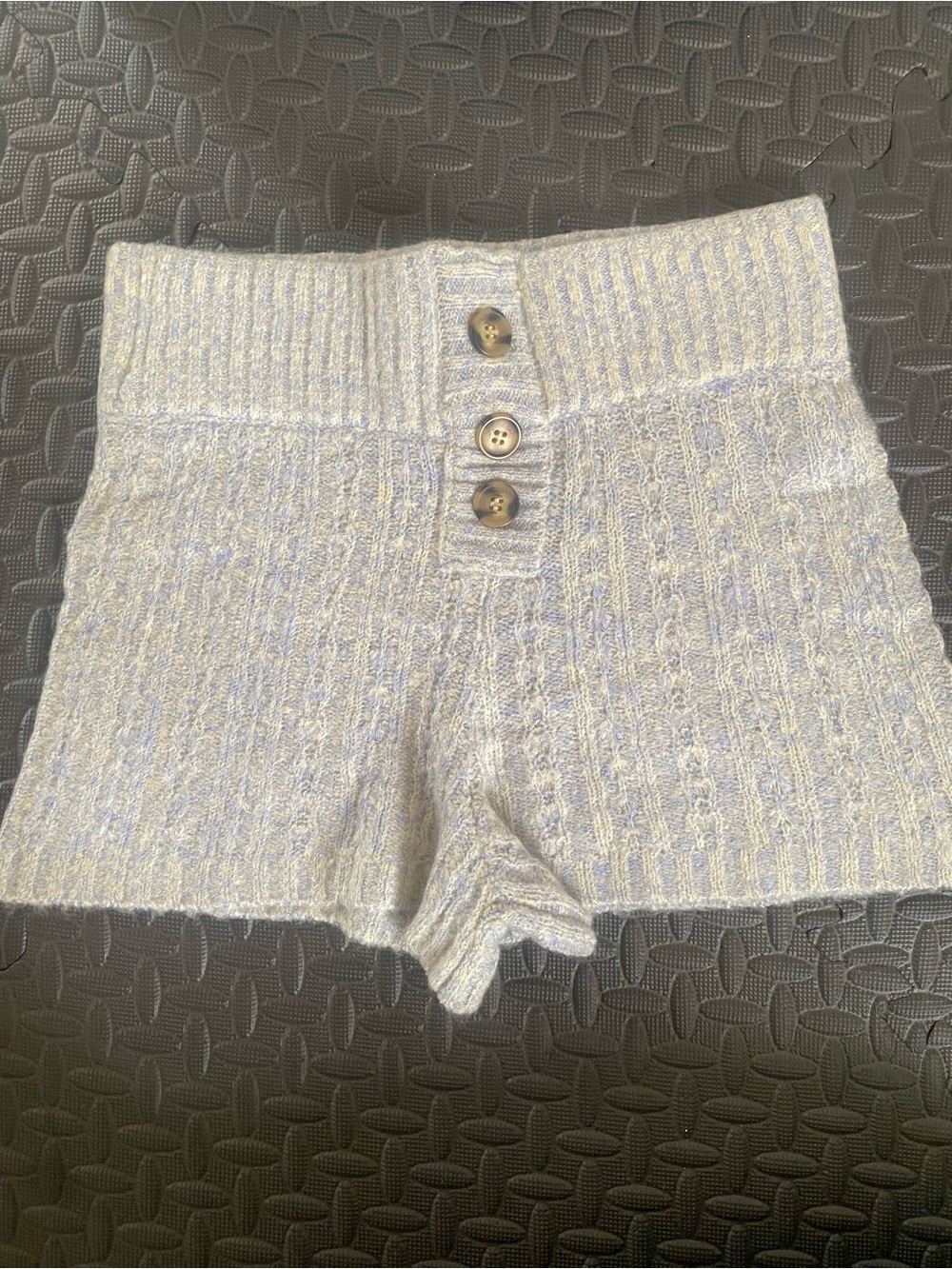 Urban Outfitters High-Waist Knit Cable Shorts in Light Gray & purple New
